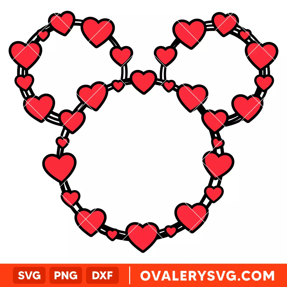 Valentine's Day Hearts Mickey SVG, Valentine’s Day SVG, Disney SVG, Cricut, Silhouette SVG PNG Cut File
