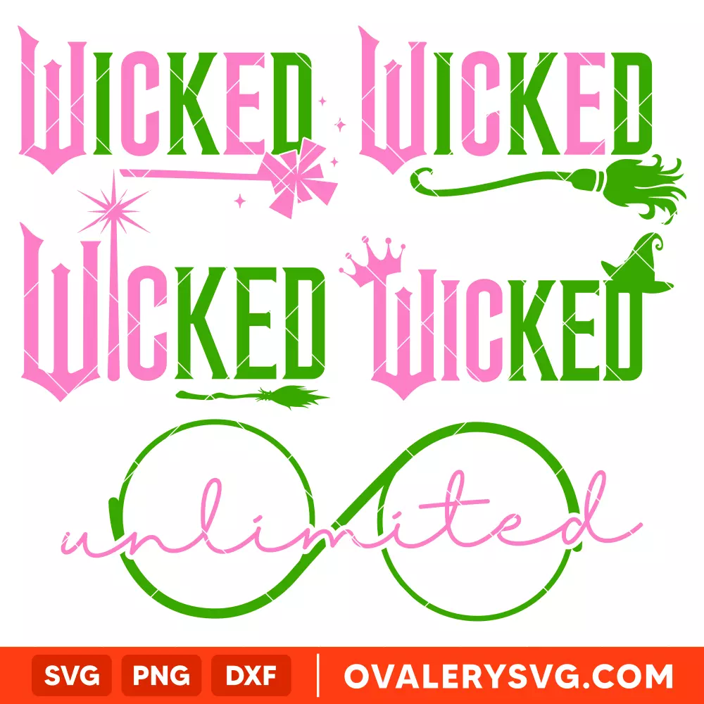 Wicked Bundle SVG, Glinda & Elphaba SVG, Disney SVG,  Cricut, Silhouette SVG PNG Cut File