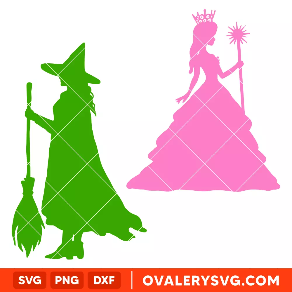 Wicked Bundle SVG, Glinda & Elphaba SVG, Disney SVG,  Cricut, Silhouette SVG PNG Cut File