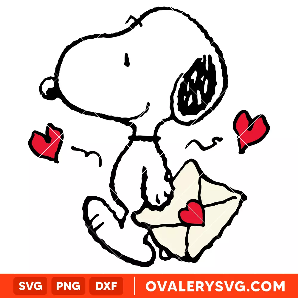Snoopy Love Letter SVG, Valentine's Day SVG, Peanuts SVG, Cricut, Silhouette SVG PNG Cut File