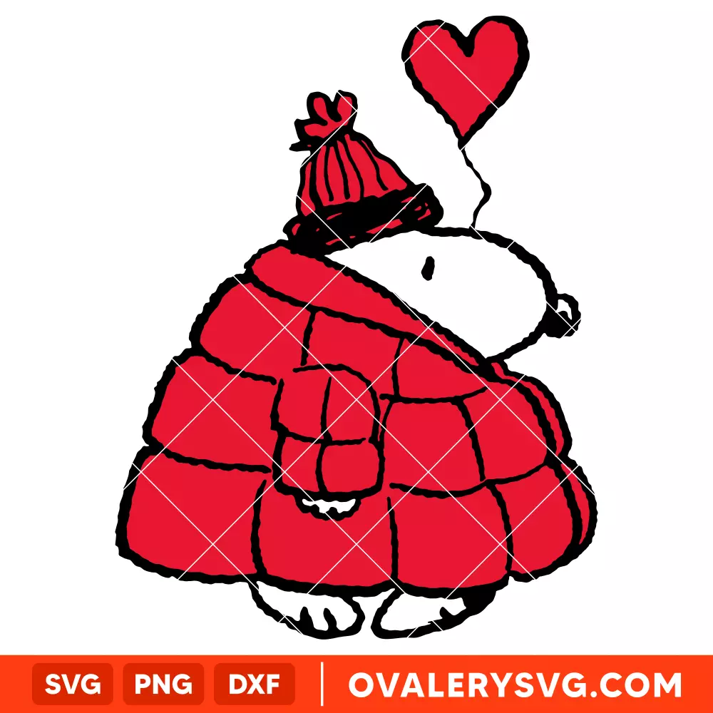 Snoopy Puffer Jacket SVG, Valentine's Day SVG, Peanuts SVG, Cricut, Silhouette SVG PNG Cut File