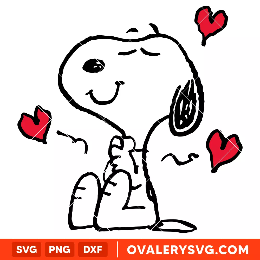 Snoopy Valentine Hearts SVG, Valentine's Day SVG, Peanuts SVG, Cricut, Silhouette SVG PNG Cut File