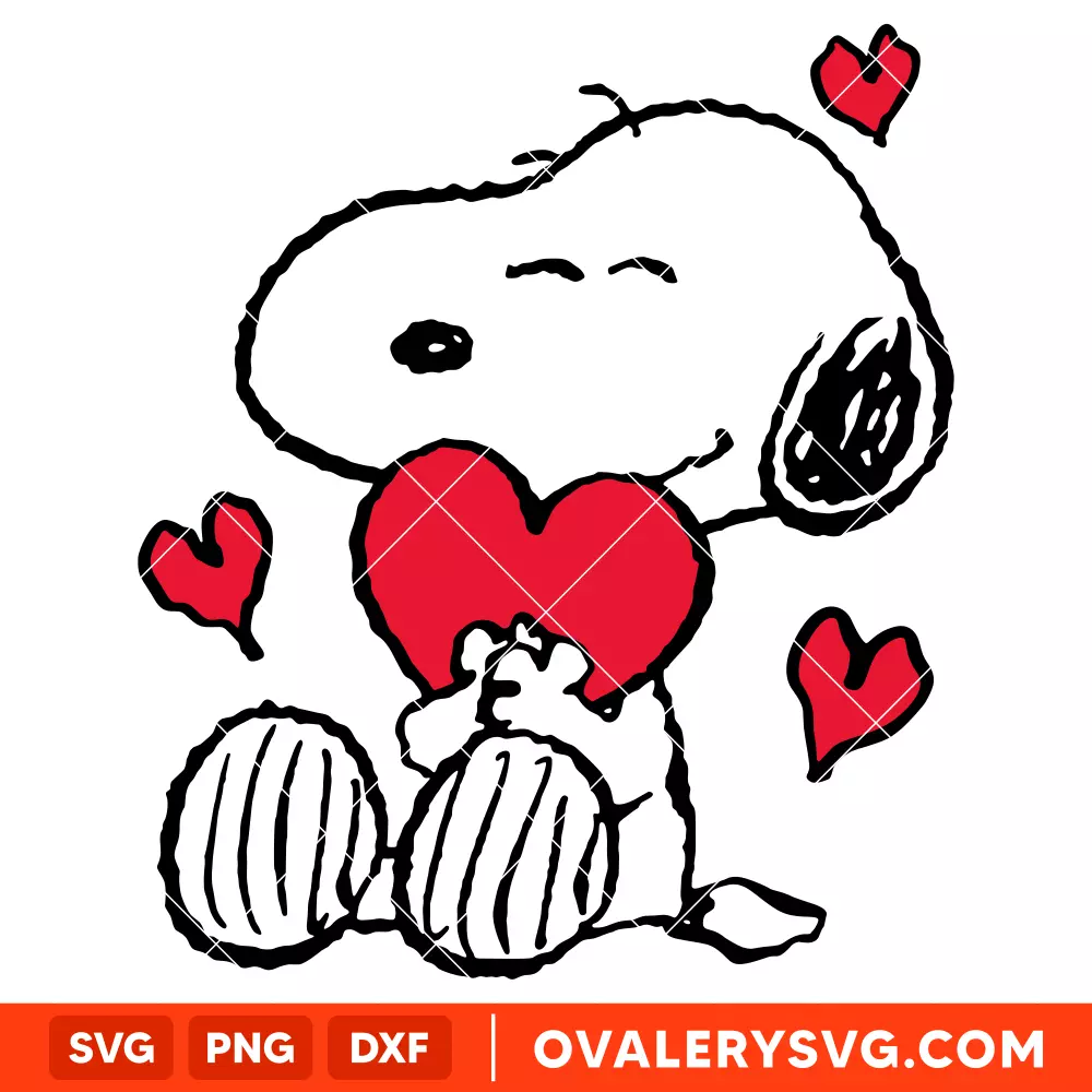 Valentine Hearts Snoopy SVG, Valentine's Day SVG, Peanuts SVG, Cricut, Silhouette SVG PNG Cut File