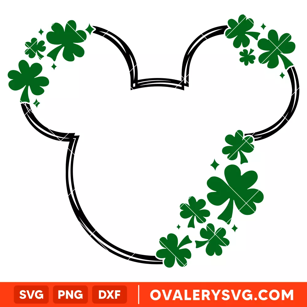 Clover Wreath Mickey SVG, St. Patrick’s Day SVG, Disney SVG, Cricut, Silhouette SVG PNG Cut File