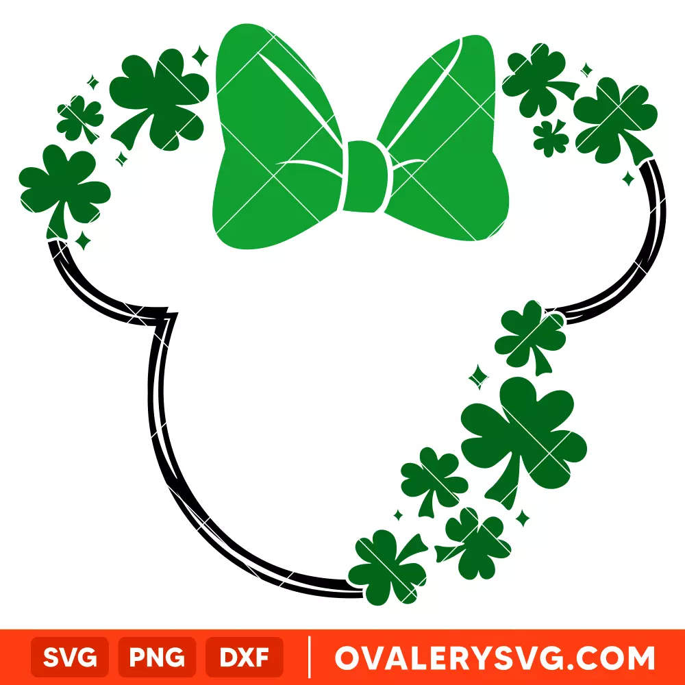 Clover Wreath Minnie SVG, St. Patrick’s Day SVG, Disney SVG, Cricut, Silhouette SVG PNG Cut File