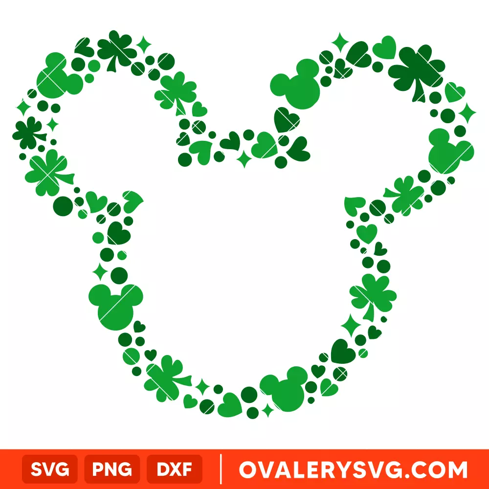 Lucky Clover Mickey SVG, St. Patrick’s Day SVG, Disney SVG, Cricut, Silhouette SVG PNG Cut File