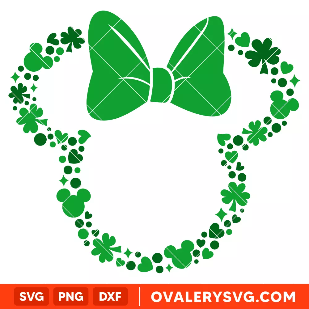 Lucky Clover Minnie SVG, St. Patrick’s Day SVG, Disney SVG, Cricut, Silhouette SVG PNG Cut File