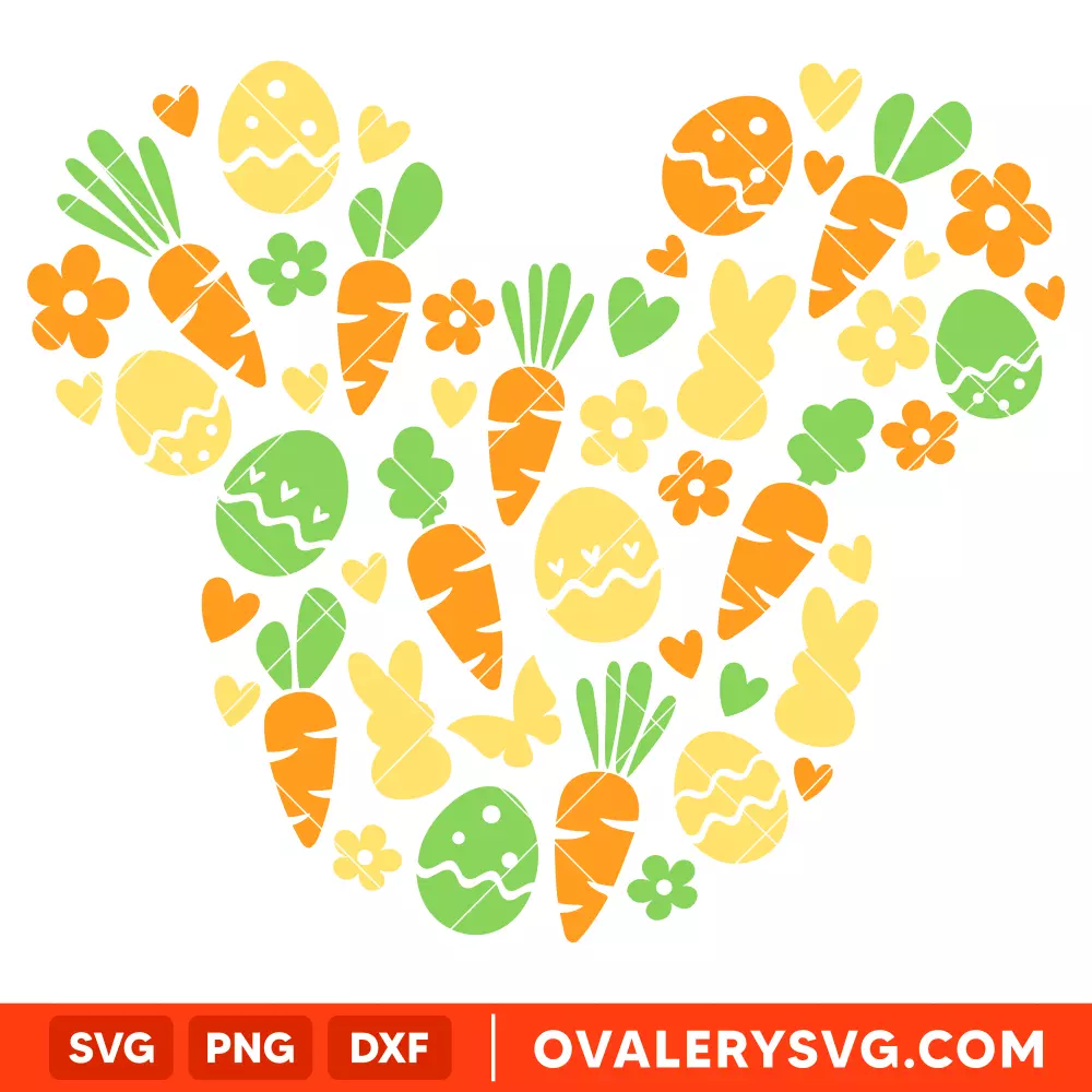Mickey Easter Carrots SVG, Happy Easter SVG, Disney SVG, Cricut, Silhouette SVG PNG Cut File