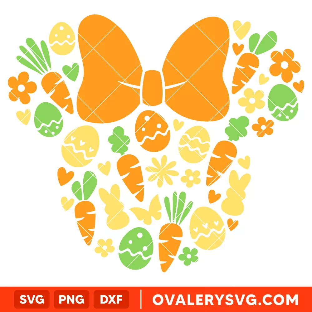 Minnie Easter Carrots SVG, Happy Easter SVG, Disney SVG, Cricut, Silhouette SVG PNG Cut File