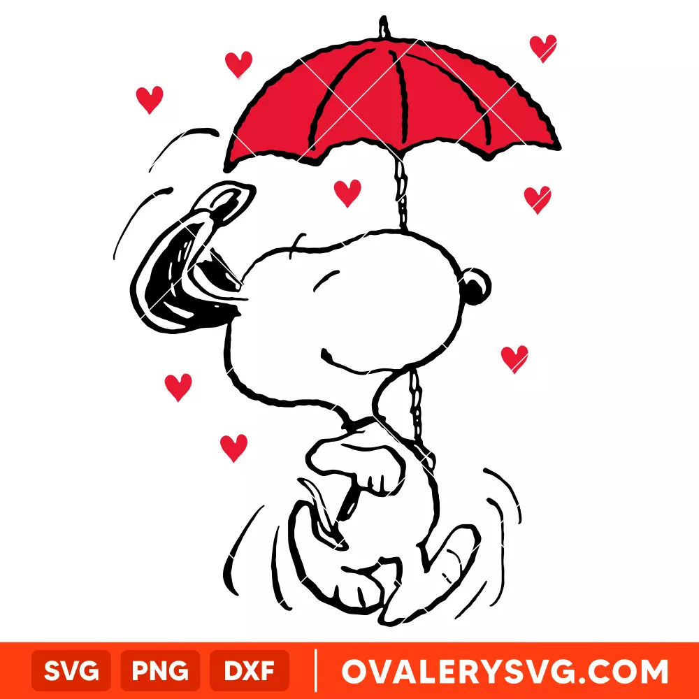 Snoopy Raining Hearts SVG, Valentine's Day SVG, Peanuts SVG, Cricut, Silhouette SVG PNG Cut File
