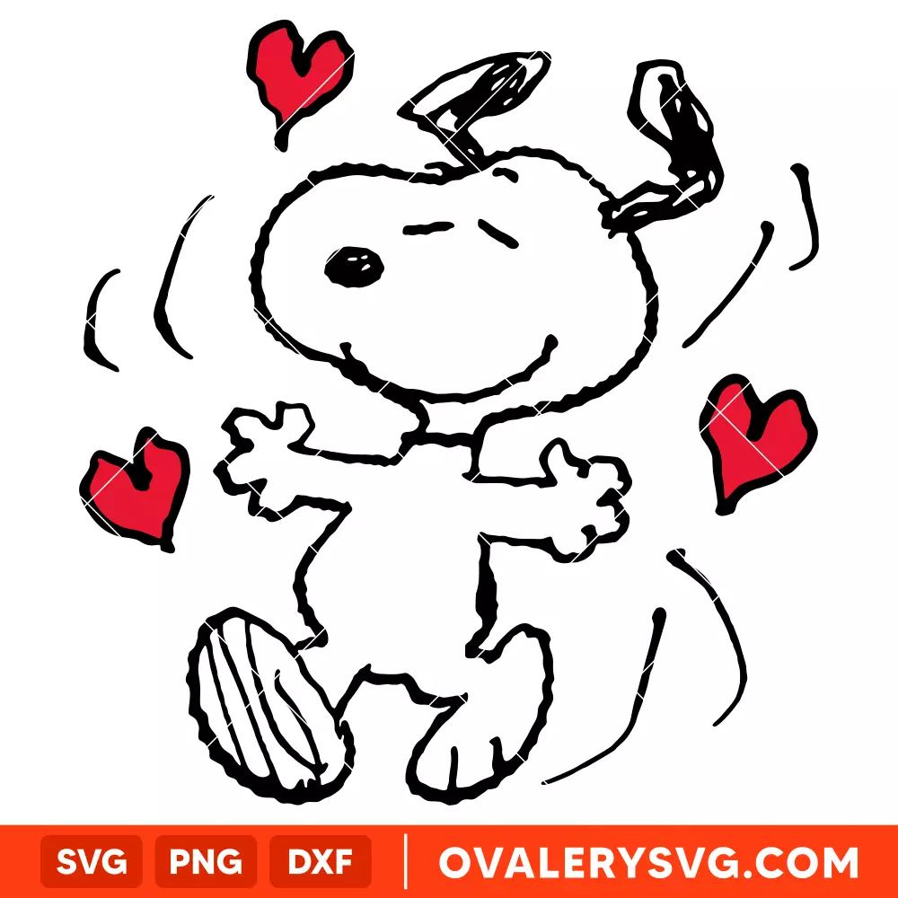 Snoopy in Love SVG, Valentine's Day SVG, Peanuts SVG, Cricut, Silhouette SVG PNG Cut File