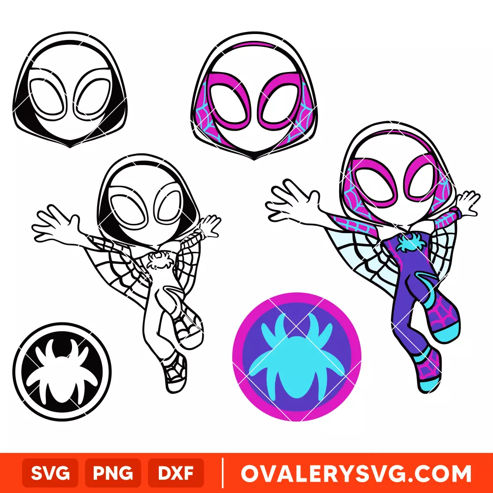 Gwen Ghost Spider Bundle SVG, Marvel SVG,  Cricut, Silhouette SVG PNG Cut File