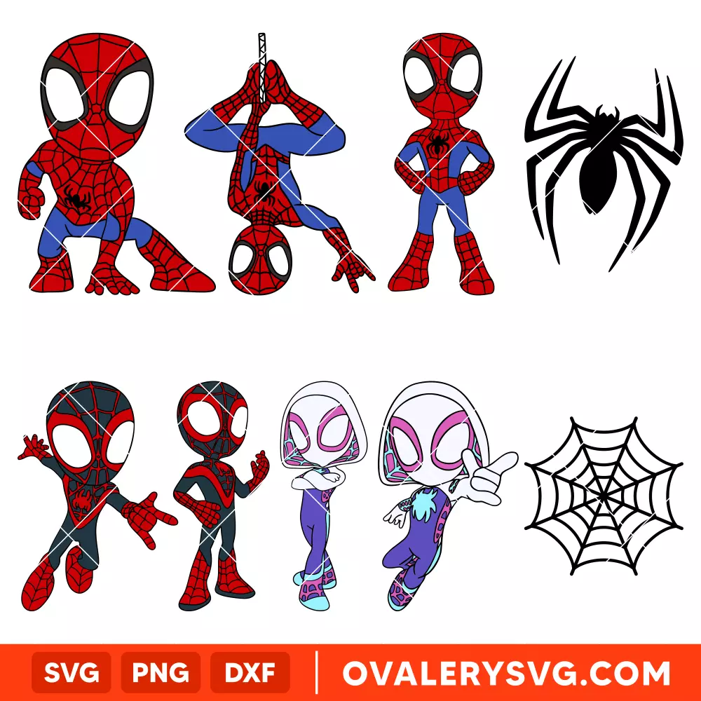 Spidey and Friends Bundle SVG, Marvel SVG,  Cricut, Silhouette SVG PNG Cut File