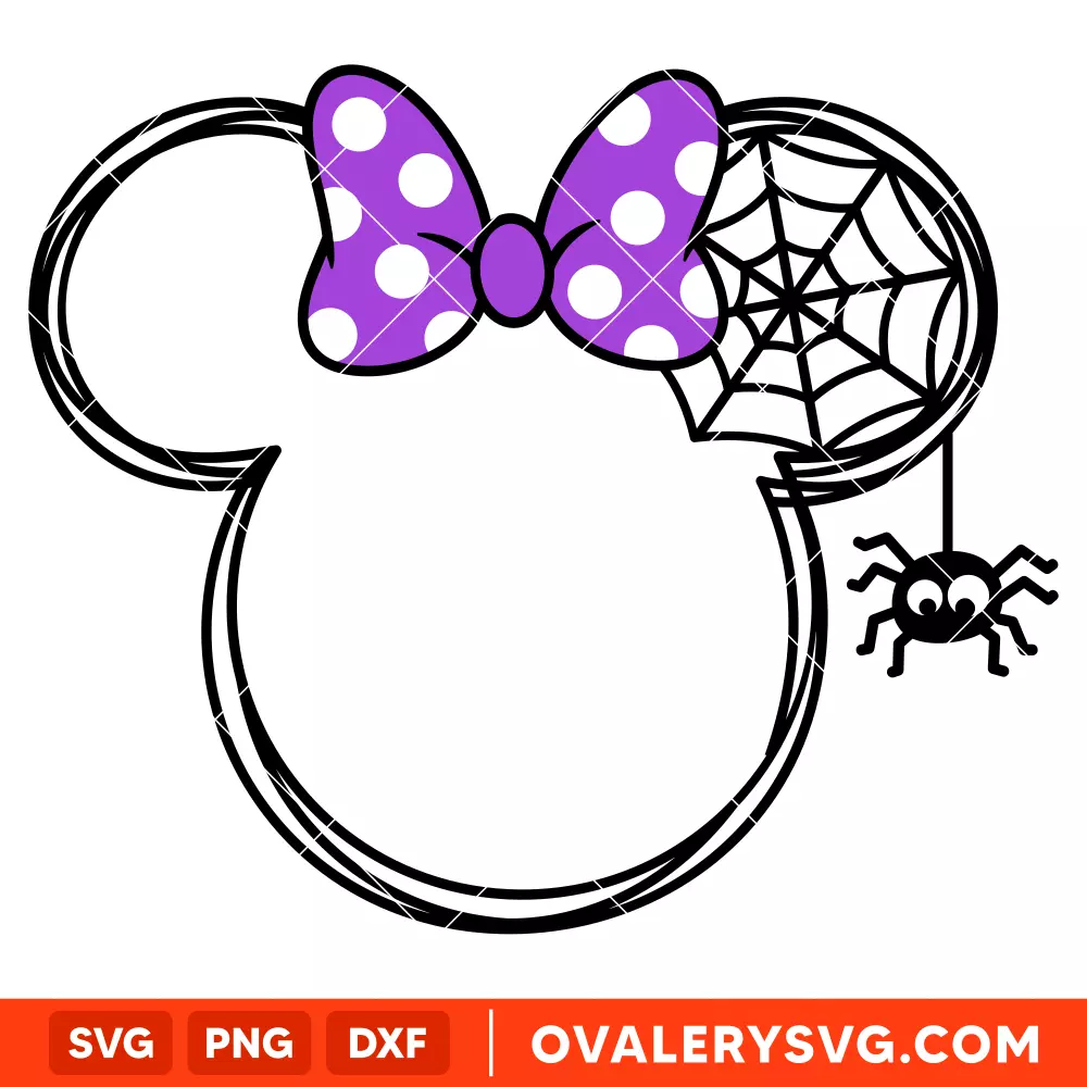 Minnie Mouse Spiderweb SVG, Halloween SVG, Disney SVG | Instant Download SVG PNG Cut File for Cricut & Silhouette