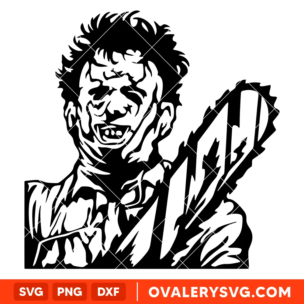 Chainsaw Leather face SVG, Halloween SVG, Horror Movie SVG, Cricut, Silhouette SVG PNG Cut File