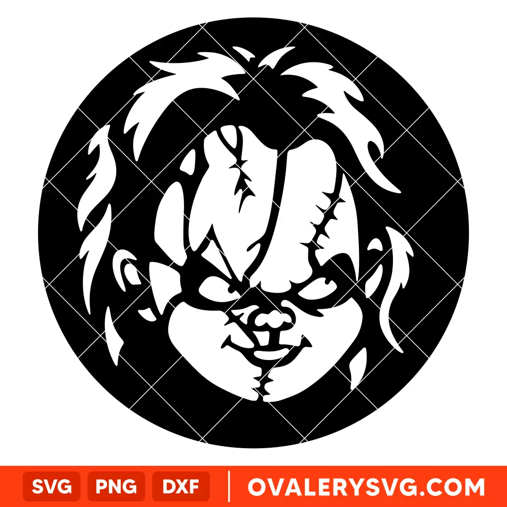 Chucky Face Circle SVG, Halloween SVG, Horror Movie SVG, Cricut, Silhouette SVG PNG Cut File