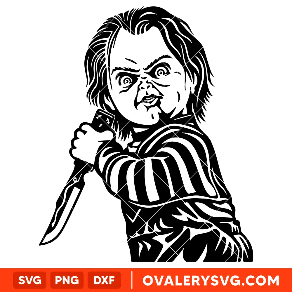 Chucky with a Knife SVG, Halloween SVG, Horror Movie SVG, Cricut, Silhouette SVG PNG Cut File