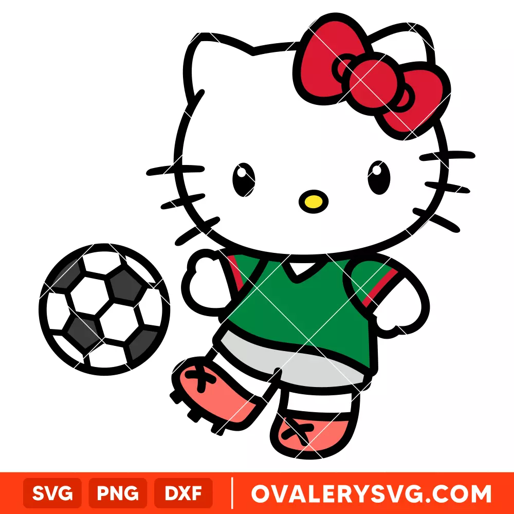 Hello Kitty Football Mexico SVG, World Cup 2026 SVG, Sanrio SVG, Cricut, Silhouette SVG PNG Cut File