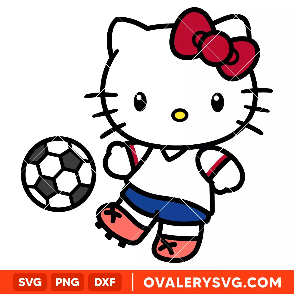 Hello Kitty Football USA SVG, World Cup 2026 SVG, Sanrio SVG, Cricut, Silhouette SVG PNG Cut File