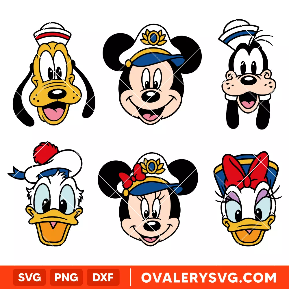 Mickey Mouse Cruise Friends Bundle SVG, Disney SVG, Cricut, Silhouette SVG PNG Cut File