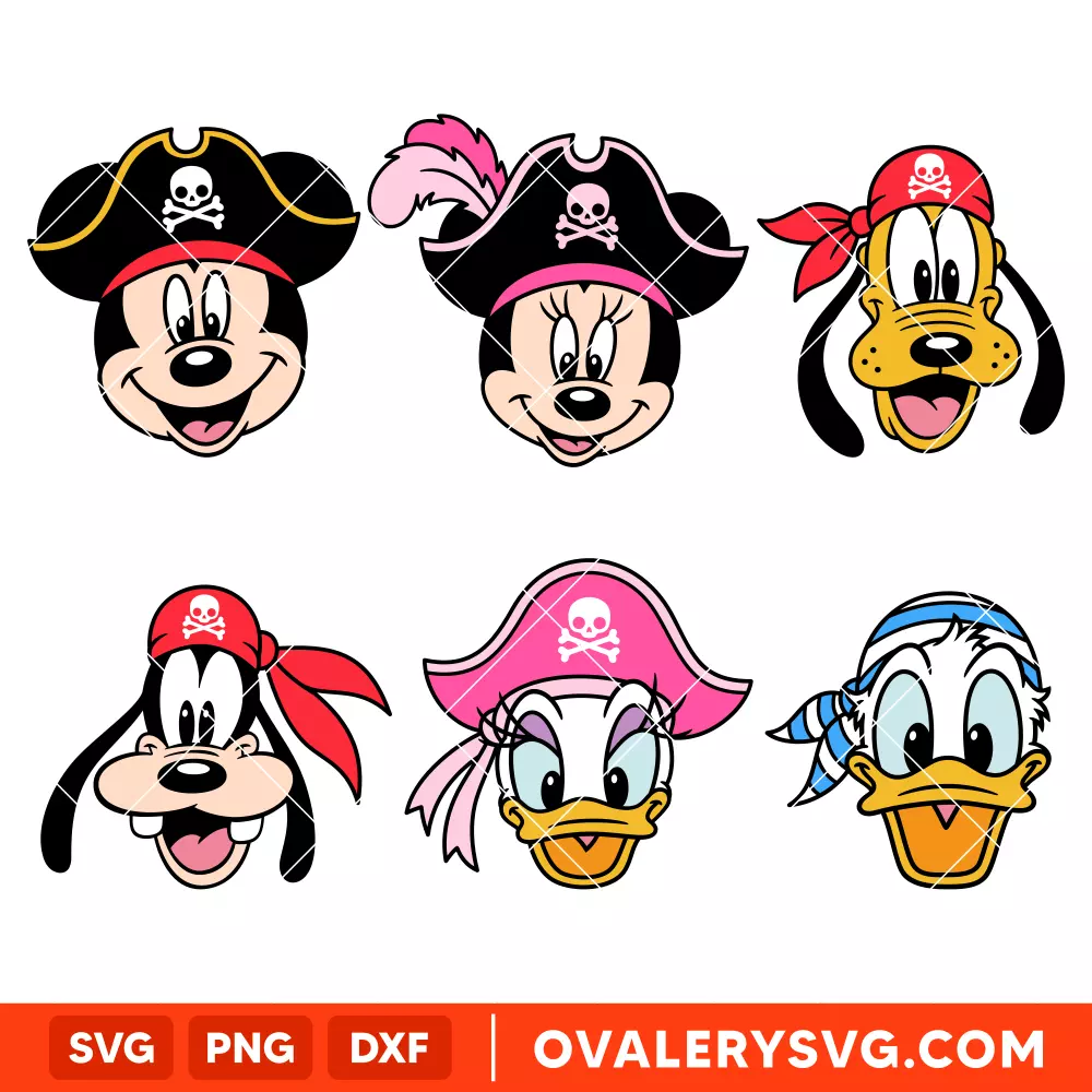 Mickey and Friends Pirate Cruise Bundle SVG, Disney SVG, Cricut, Silhouette SVG PNG Cut File