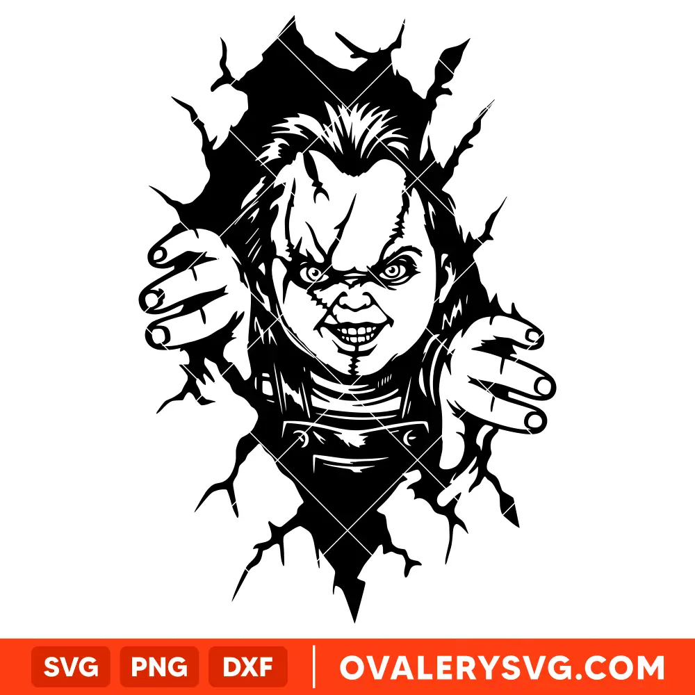 Peeking Chucky Doll SVG, Halloween SVG, Horror Movie SVG, Cricut, Silhouette SVG PNG Cut File