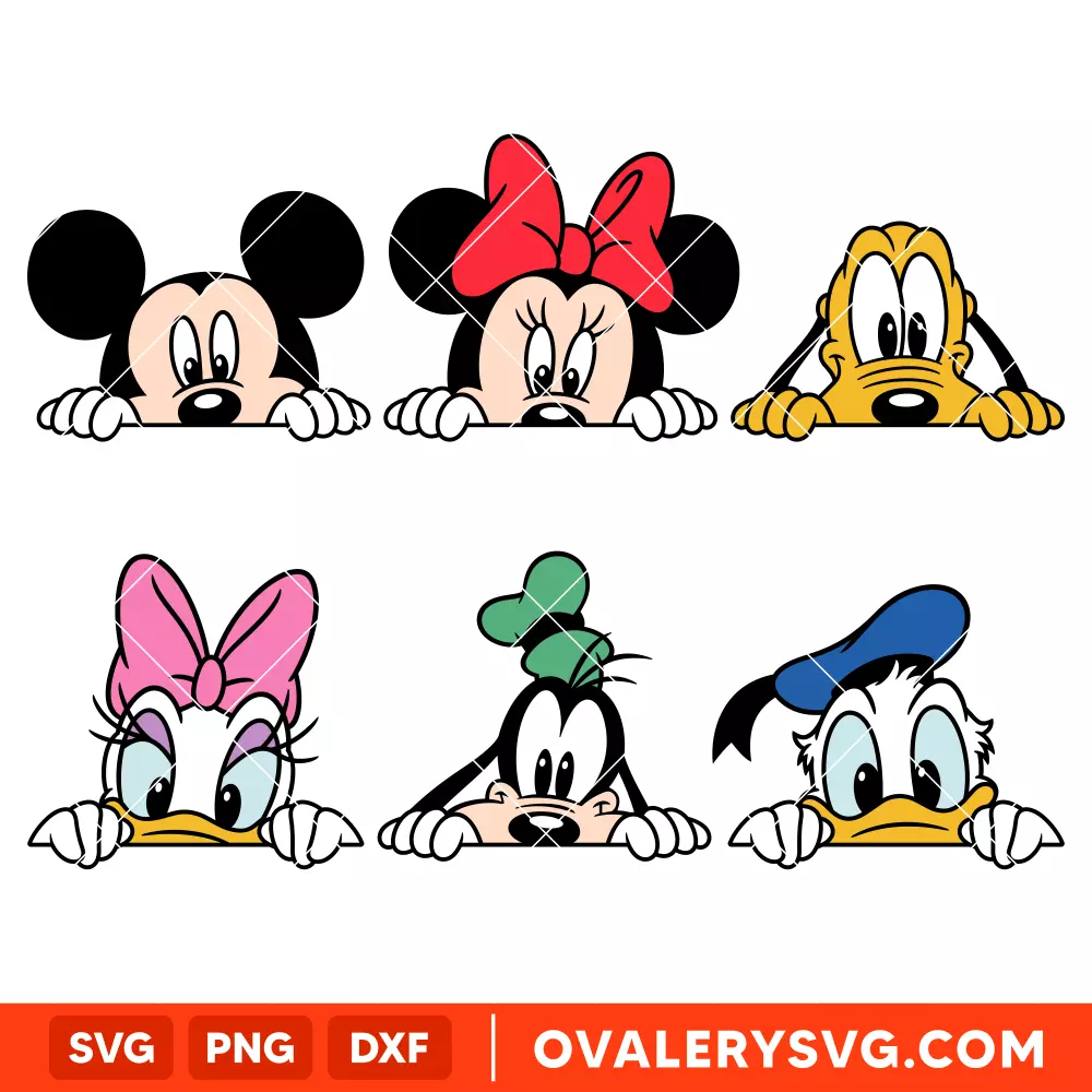 Peeking Disney Friends Bundle SVG, Disney SVG, Cricut, Silhouette SVG PNG Cut File