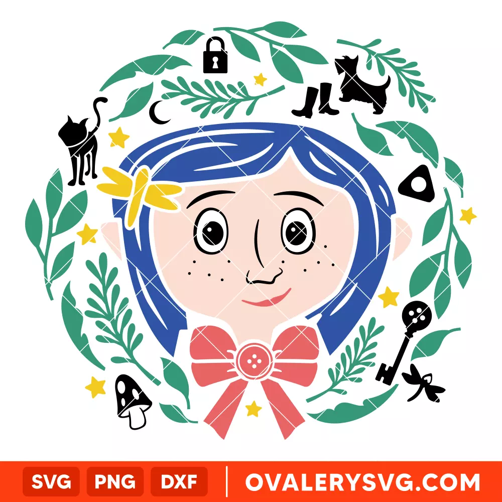 Coraline Wreath SVG, Halloween SVG | Instant Download SVG PNG Cut File for Cricut & Silhouette