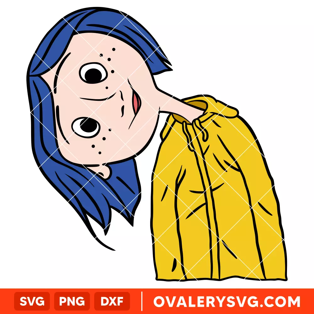 Coraline Yellow Coat SVG, Halloween SVG, Cricut, Silhouette SVG PNG Cut File