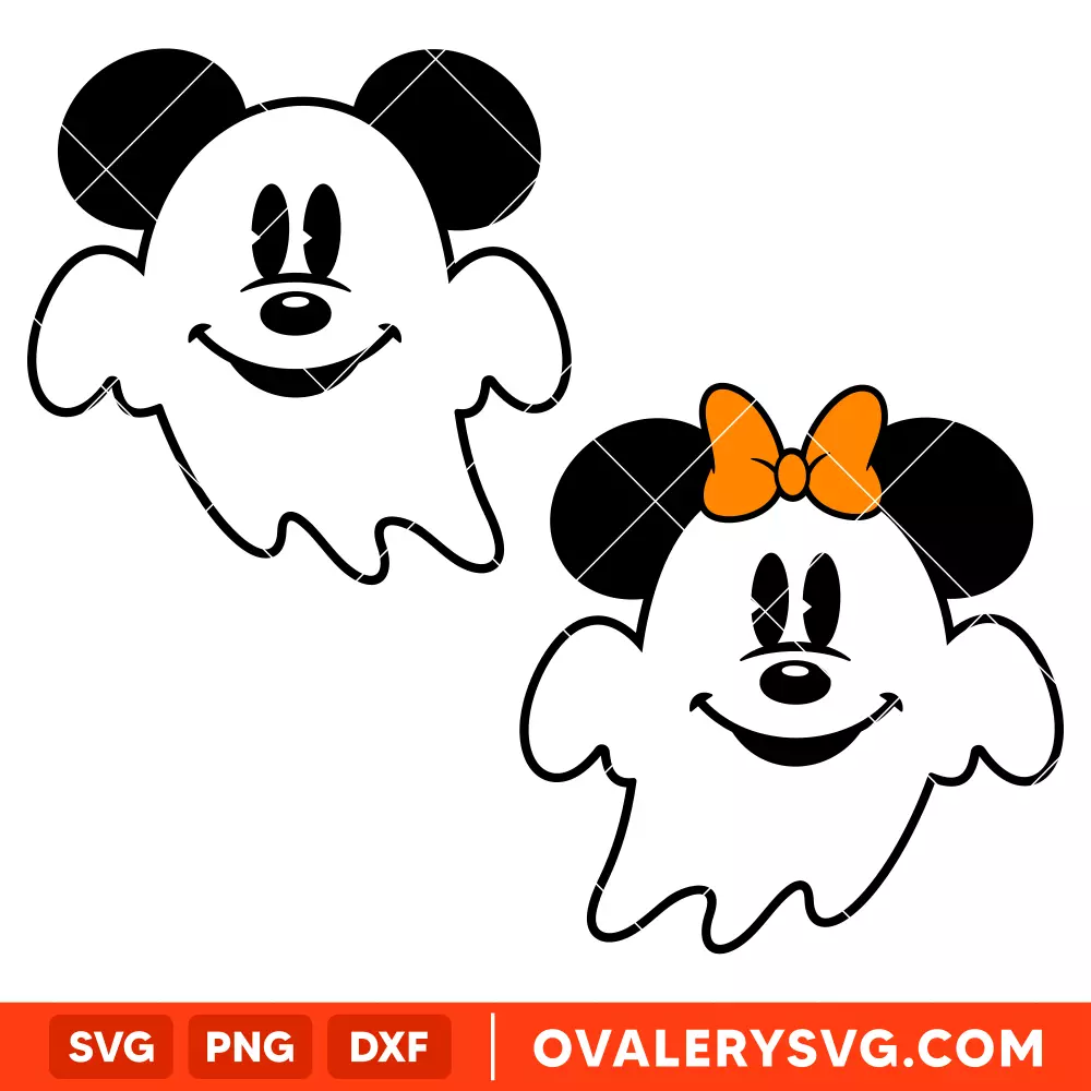 Mickey and Minnie Ghost Bundle SVG, Halloween SVG, Disney SVG, Cricut, Silhouette SVG PNG Cut File