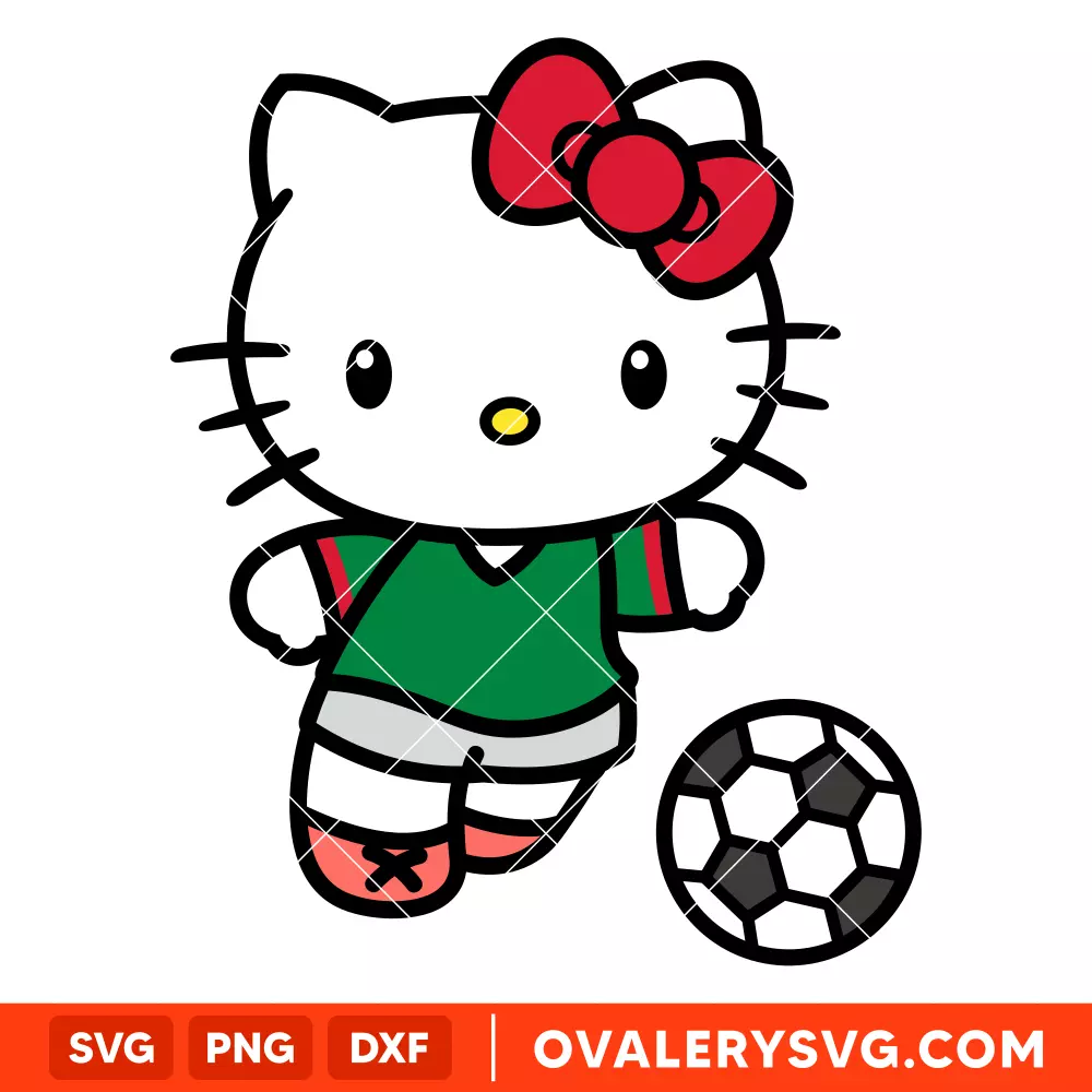 Hello Kitty Mexico SVG, Football World Cup 2026 SVG, Sanrio SVG, Cricut, Silhouette SVG PNG Cut File