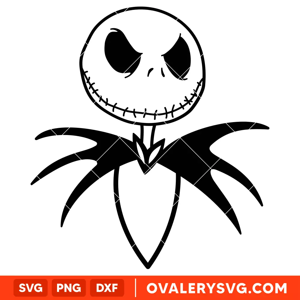 Jack Skellington Head Silhouette SVG, Nightmare Before Christmas SVG, Halloween SVG, Cricut, Silhouette SVG PNG Cut File