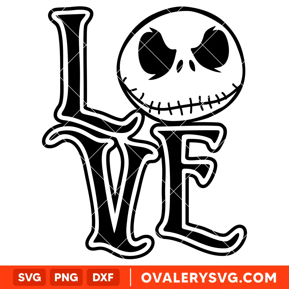 Love Jack Skellington SVG, Nightmare Before Christmas SVG, Halloween SVG, Cricut, Silhouette SVG PNG Cut File