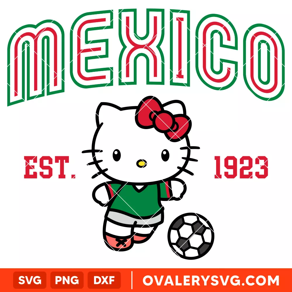 Mexico Hello Kitty SVG, Football World Cup 2026 SVG, Sanrio SVG, Cricut, Silhouette SVG PNG Cut File