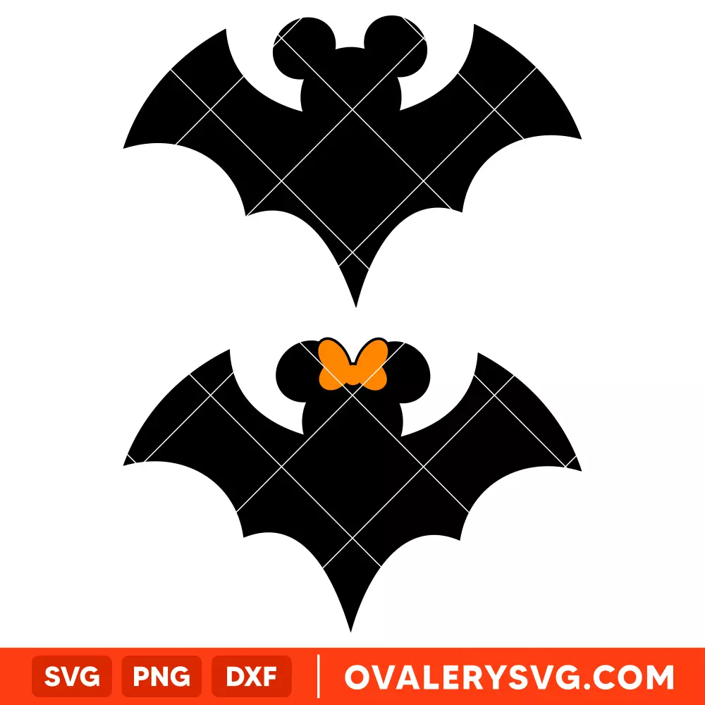Mickey and Minnie Halloween Bat Bundle SVG, Disney SVG, Cricut, Silhouette SVG PNG Cut File