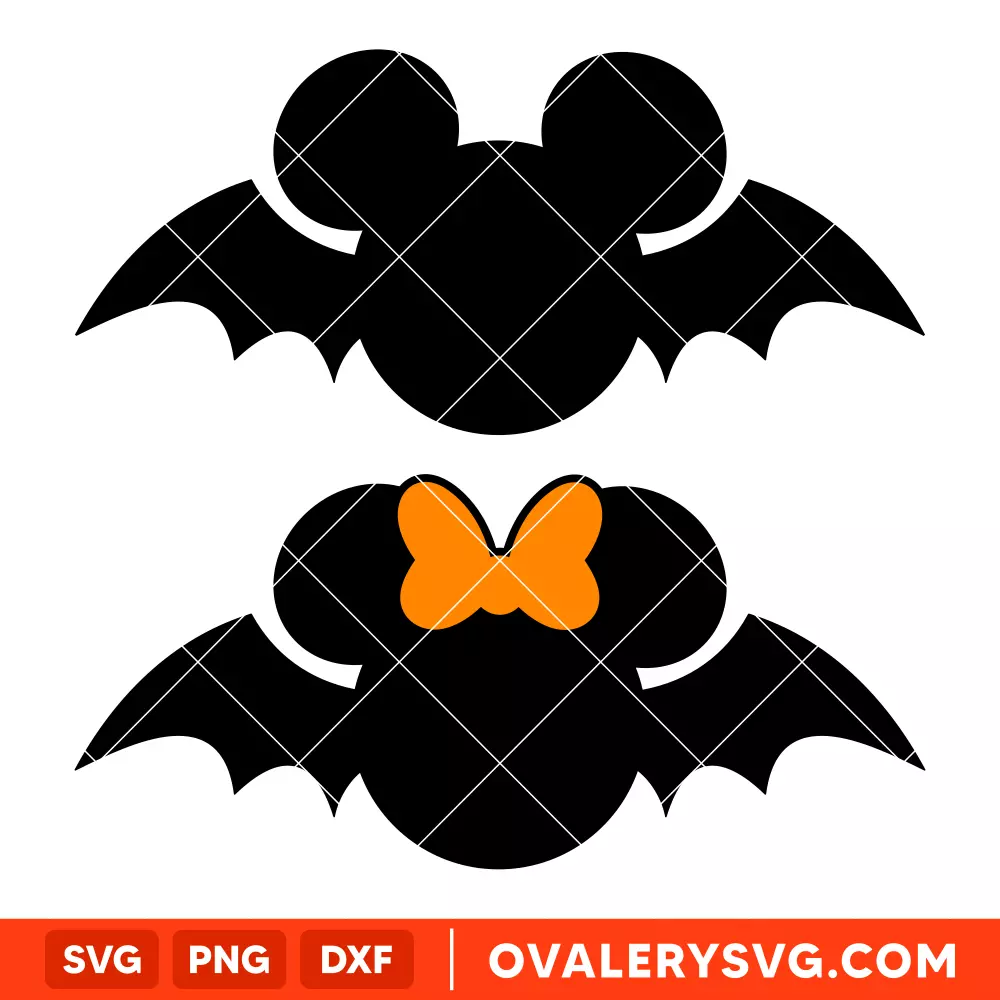 Mickey and Minnie Halloween Bats SVG, Disney SVG, Cricut, Silhouette SVG PNG Cut File
