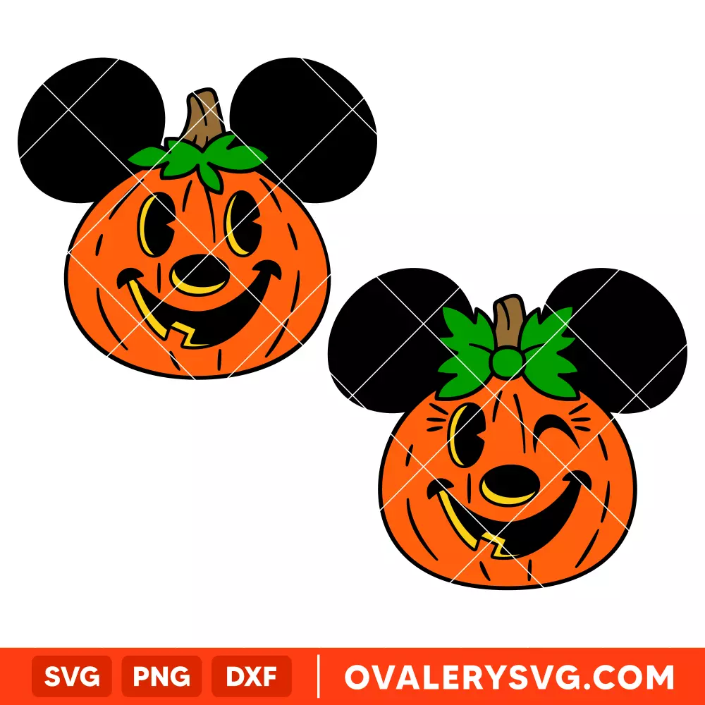 Halloween Pumpkin Mickey Minnie Bundle SVG, Halloween SVG, Disney SVG | Instant Download SVG PNG Cut File for Cricut & Silhouette