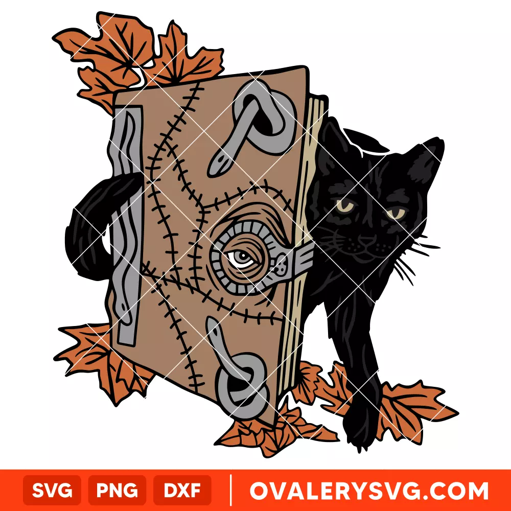 Hocus Pocus Black Cat Book SVG, Halloween SVG | Instant Download SVG PNG Cut File for Cricut & Silhouette
