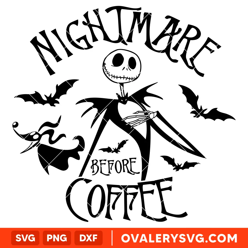 Jack Nightmare Before Coffee SVG, Halloween SVG | Instant Download SVG PNG Cut File for Cricut & Silhouette