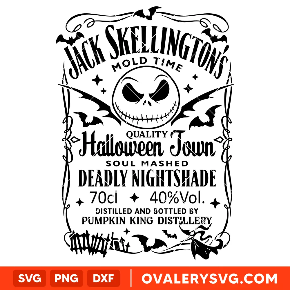 Jack Skellington Whiskey SVG, Nightmare Before Christmas SVG, Halloween SVG | Instant Download SVG PNG Cut File for Cricut & Silhouette