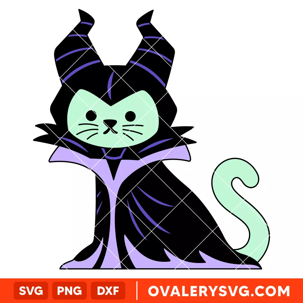 Maleficent Kitty SVG, Villian Cat, Halloween SVG | Instant Download SVG PNG Cut File for Cricut & Silhouette