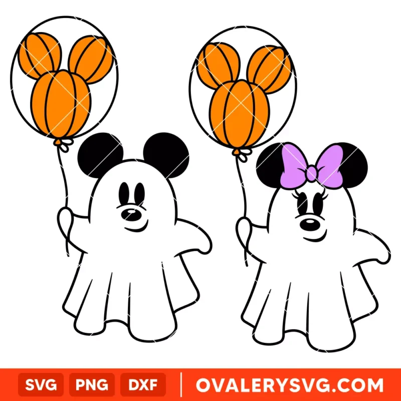 Mickey, Minnie Ghost Balloon Bundle SVG, Halloween SVG, Disney SVG | Instant Download SVG PNG Cut File for Cricut & Silhouette