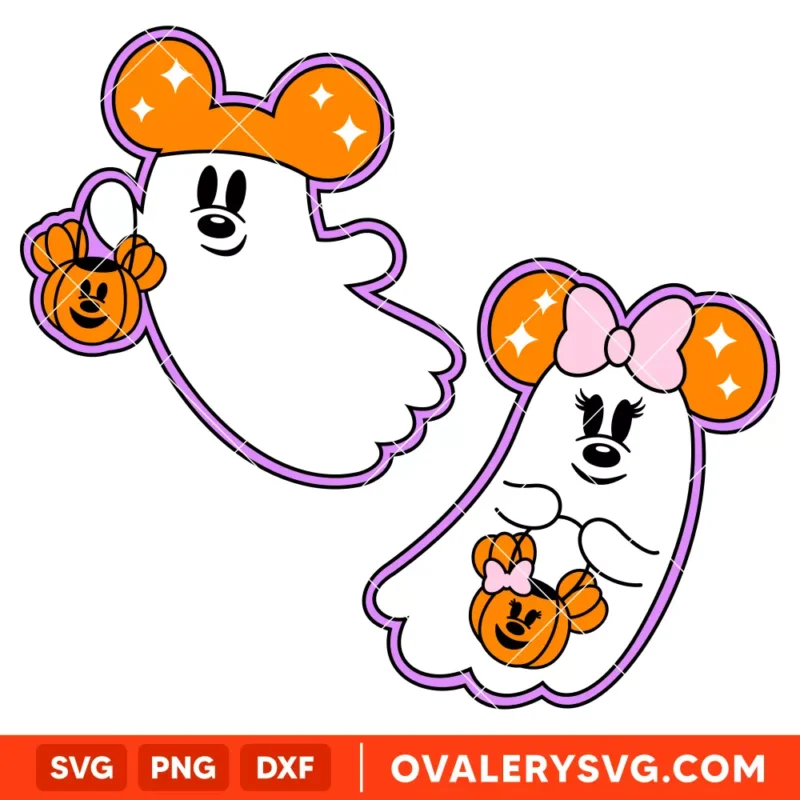 Mickey, Minnie Ghost Layered Bundle SVG, Halloween SVG, Disney SVG | Instant Download SVG PNG Cut File for Cricut & Silhouette
