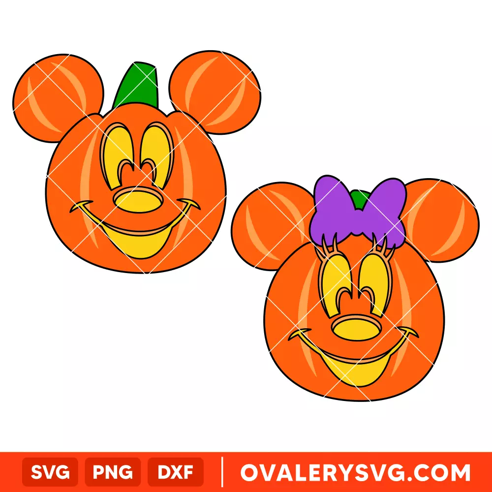 Mickey and Minnie Pumpkin Head Bundle SVG, Halloween SVG, Disney SVG | Instant Download SVG PNG Cut File for Cricut & Silhouette