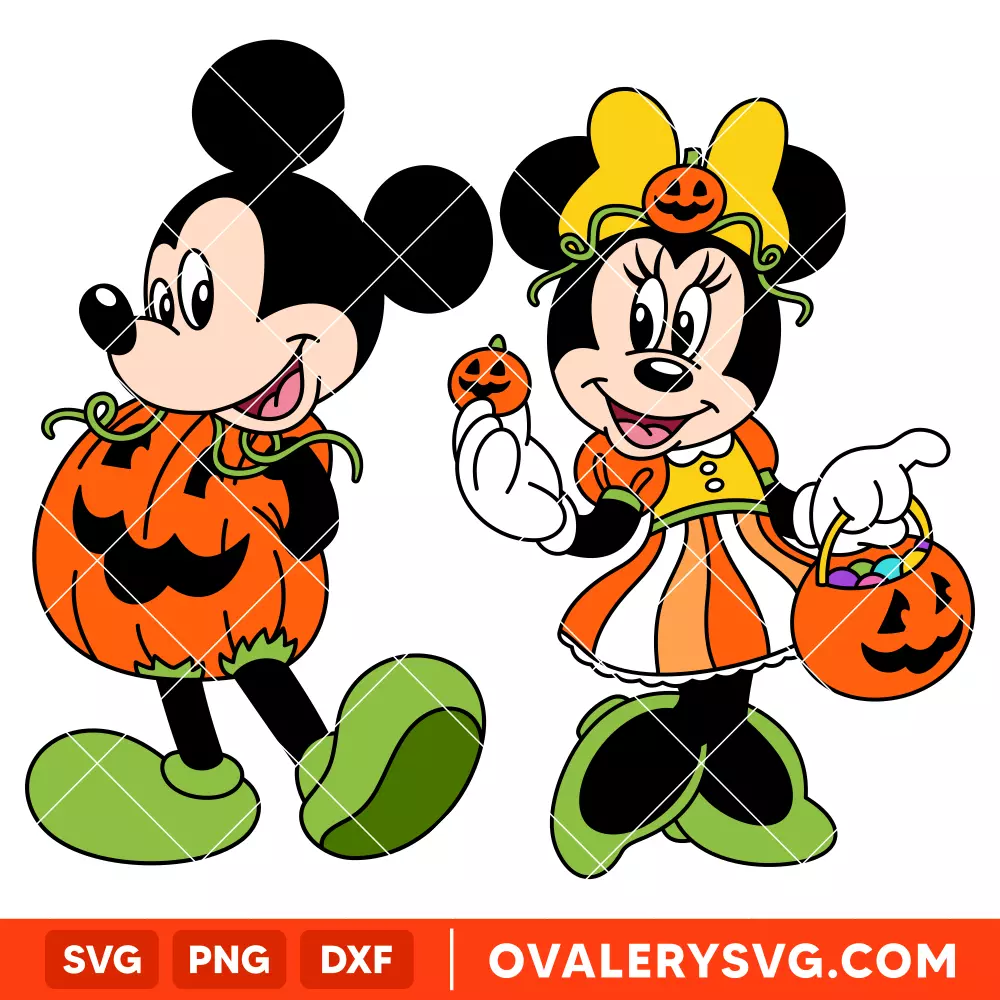 Mickey Minnie Pumpkins Bundle SVG, Halloween SVG, Disney SVG | Instant Download SVG PNG Cut File for Cricut & Silhouette