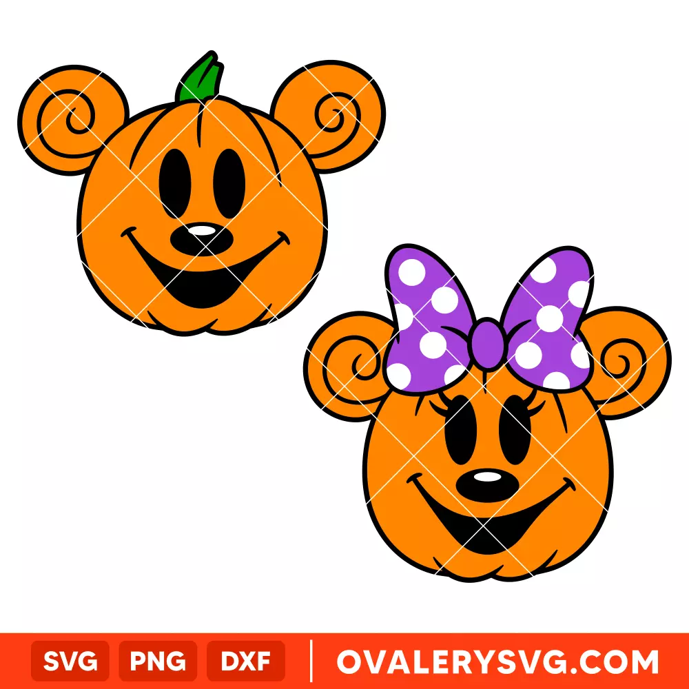 Mickey and Minnie Pumpkin Head Bundle SVG, Halloween SVG, Disney SVG | Instant Download SVG PNG Cut File for Cricut & Silhouette