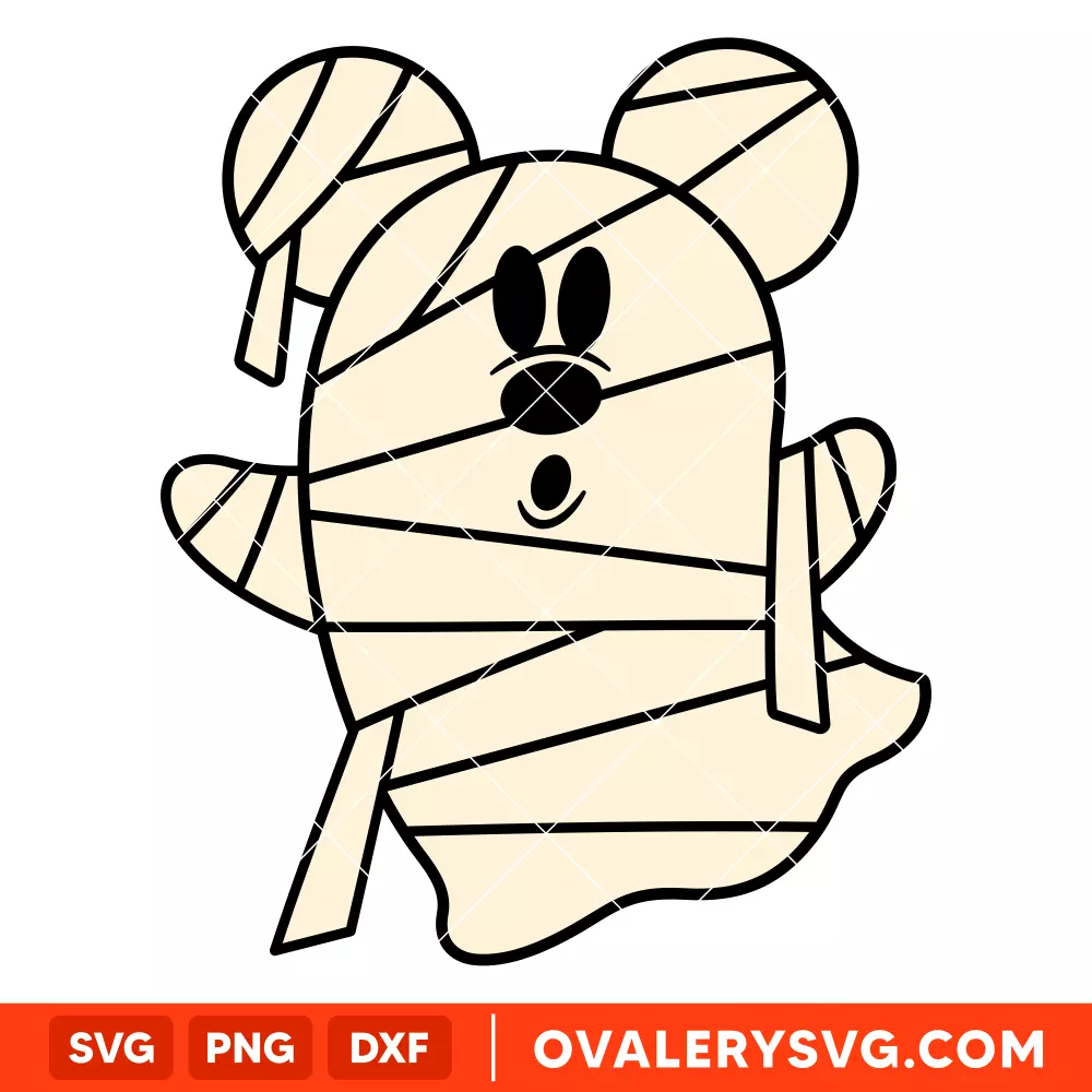 Mickey Cute Ghost Mummy SVG, Halloween SVG, Disney SVG | Instant Download SVG PNG Cut File for Cricut & Silhouette