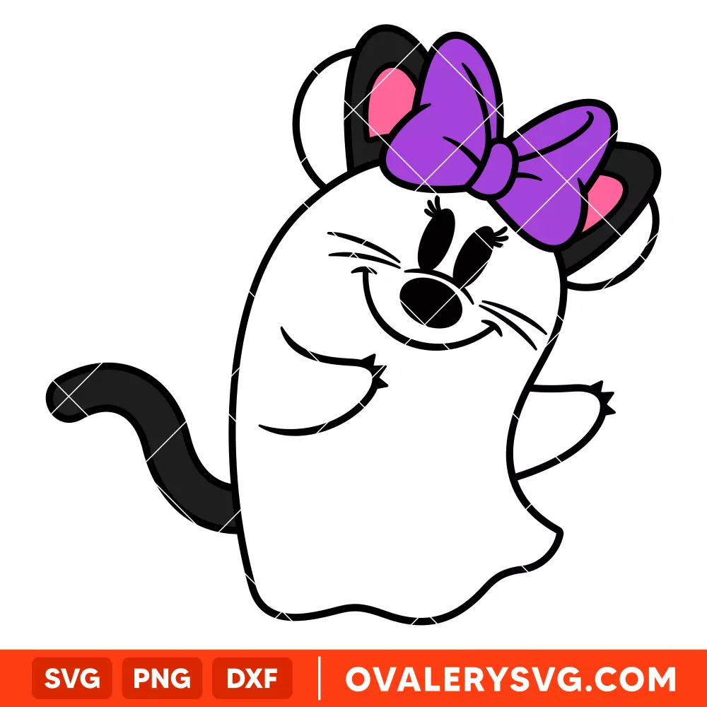 Minnie Cute Ghost Black Cat SVG, Halloween SVG, Disney SVG | Instant Download SVG PNG Cut File for Cricut & Silhouette