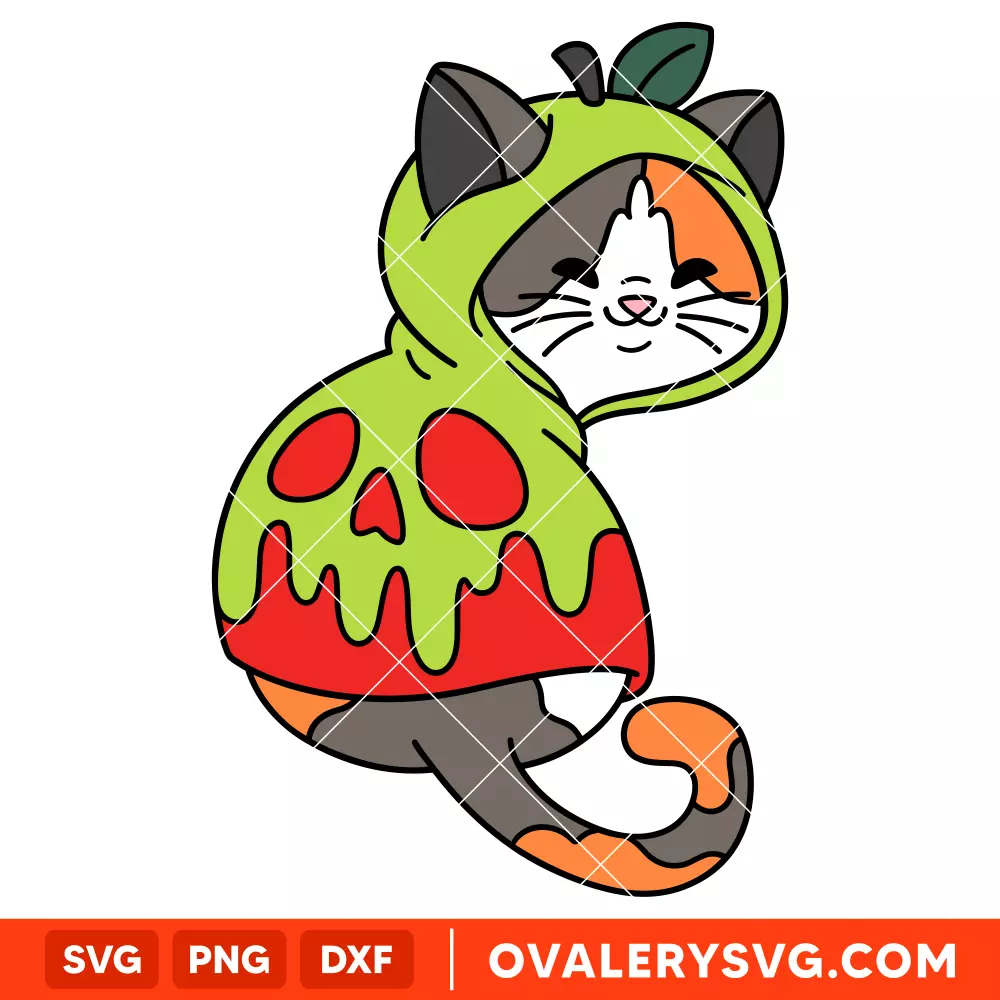 Poison Apple Cat SVG, Villian Cat, Halloween SVG | Instant Download SVG PNG Cut File for Cricut & Silhouette