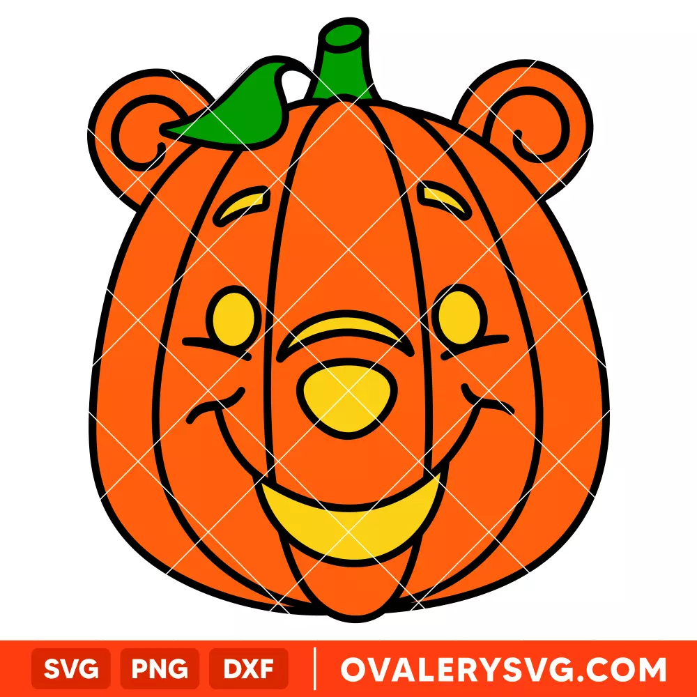 Pooh Pumpkin Head SVG, Halloween SVG, Disney SVG | Instant Download SVG PNG Cut File for Cricut & Silhouette
